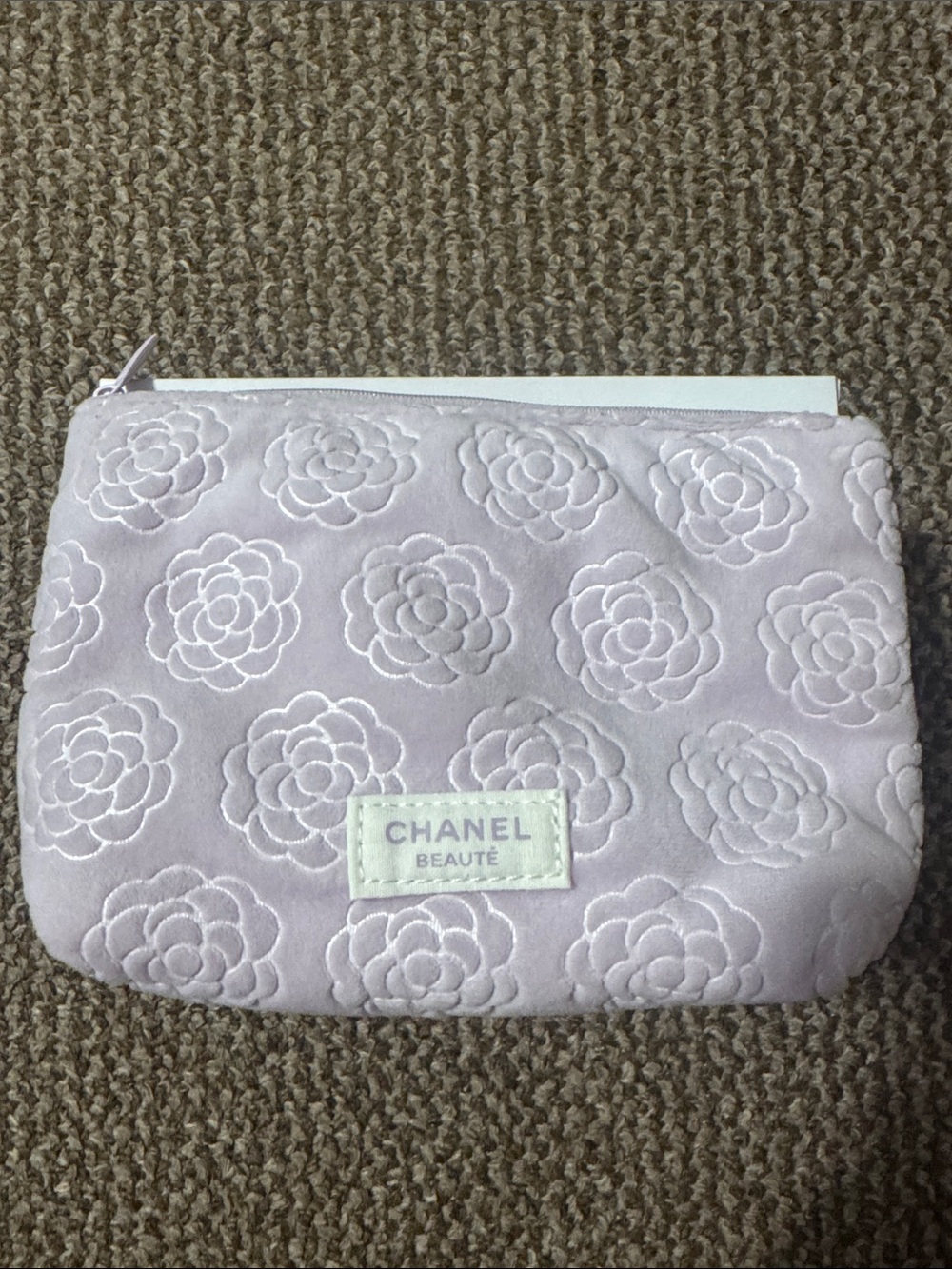 CHANEL Beauté Lavender Purple Quilted Camellia Cosmetic Pouch